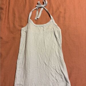 Women's light blue Halter Ribbed Tank Top